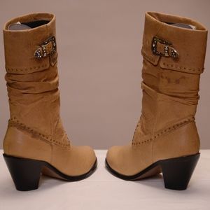 Dingo, cuff western style scrunch leather boots